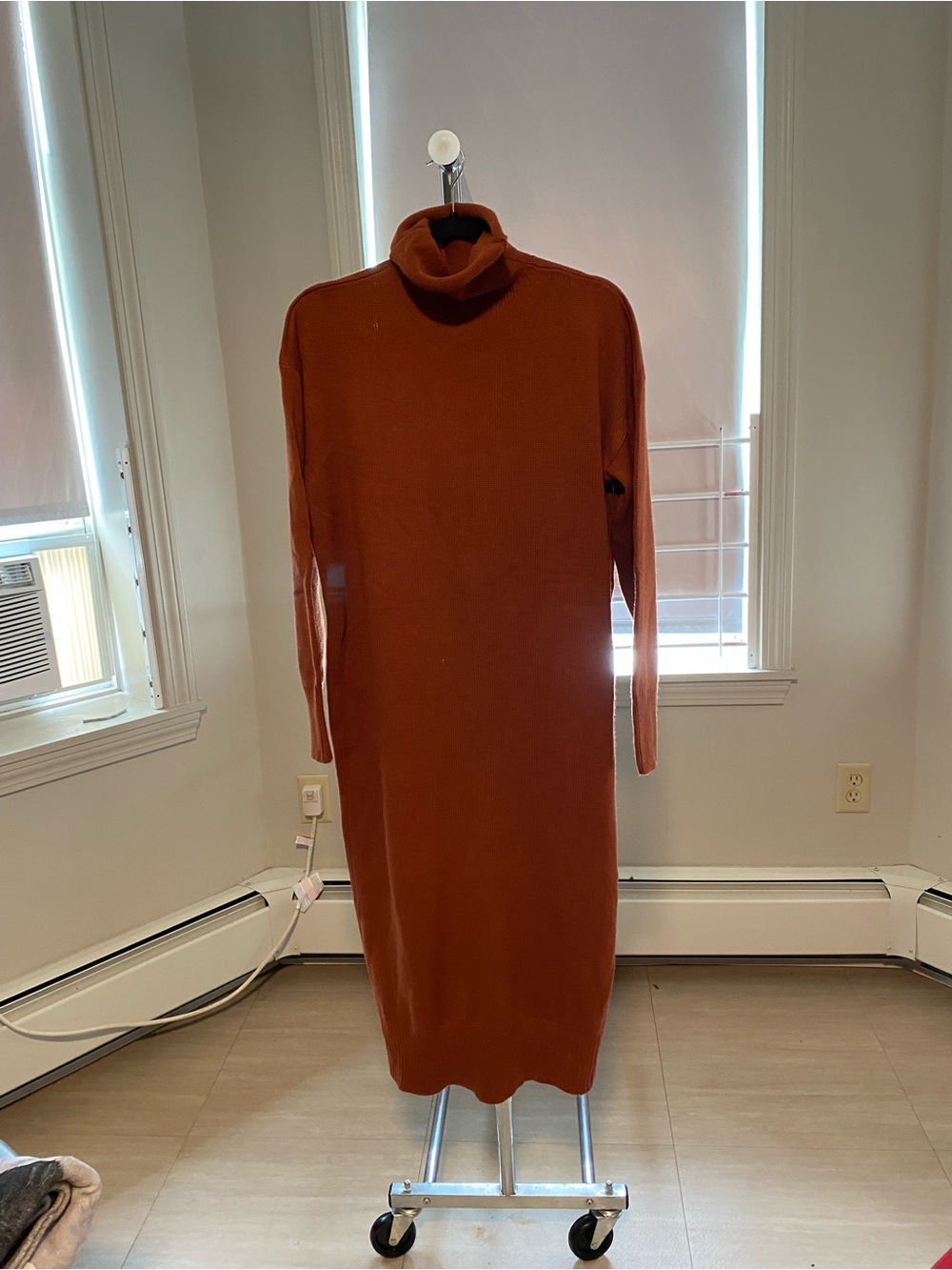 SHEIN Rust Turtleneck Long Sleeve Knit Dress